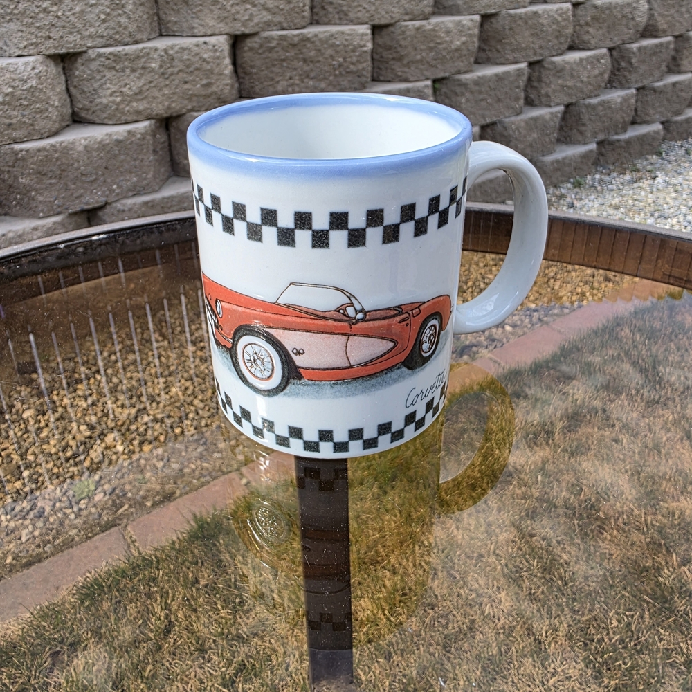 Vintage Corvette Carol Kruger Design Mug with Red black and white accents